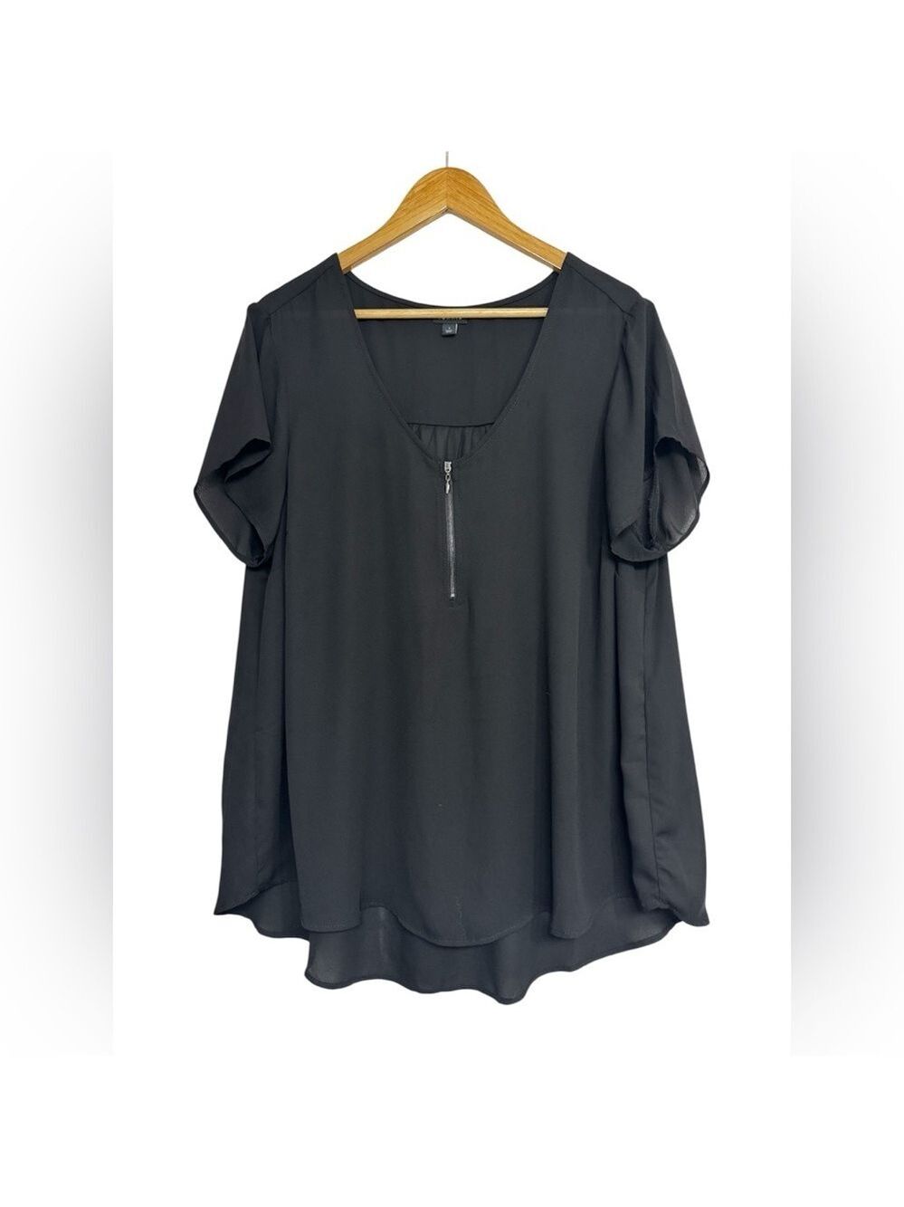 Torrid Black Sheer Zip Front Blouse Women's 1X